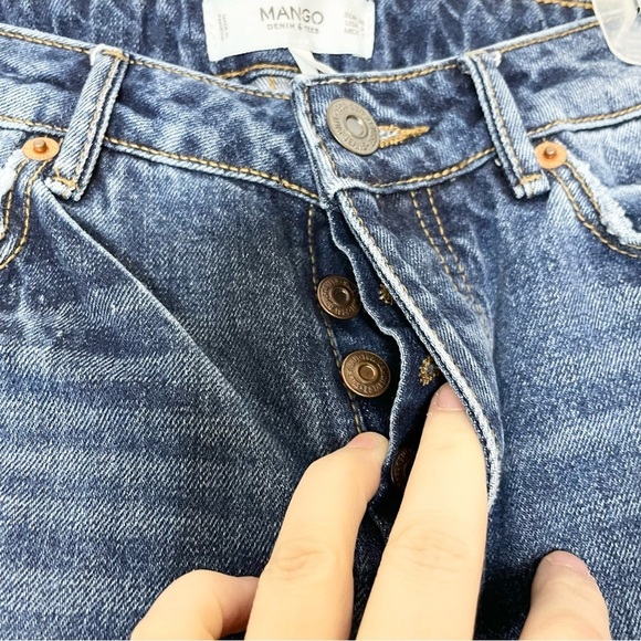 MANGO Denim Rachel Straight Leg Distressed Medium Wash Jeans Women's 2 - Picture 4 of 7